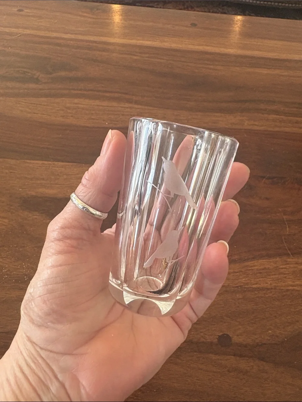Vintage MCM Orrefors Etched Crystal Vase designed by Sven‎ Palmqvist